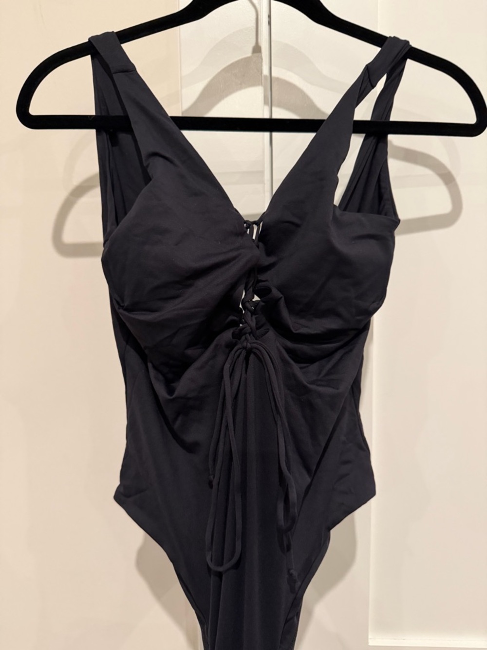 Melissa Odabash Black One Piece Swimsuit with Lace Up Front Details Sz 10 US EUC